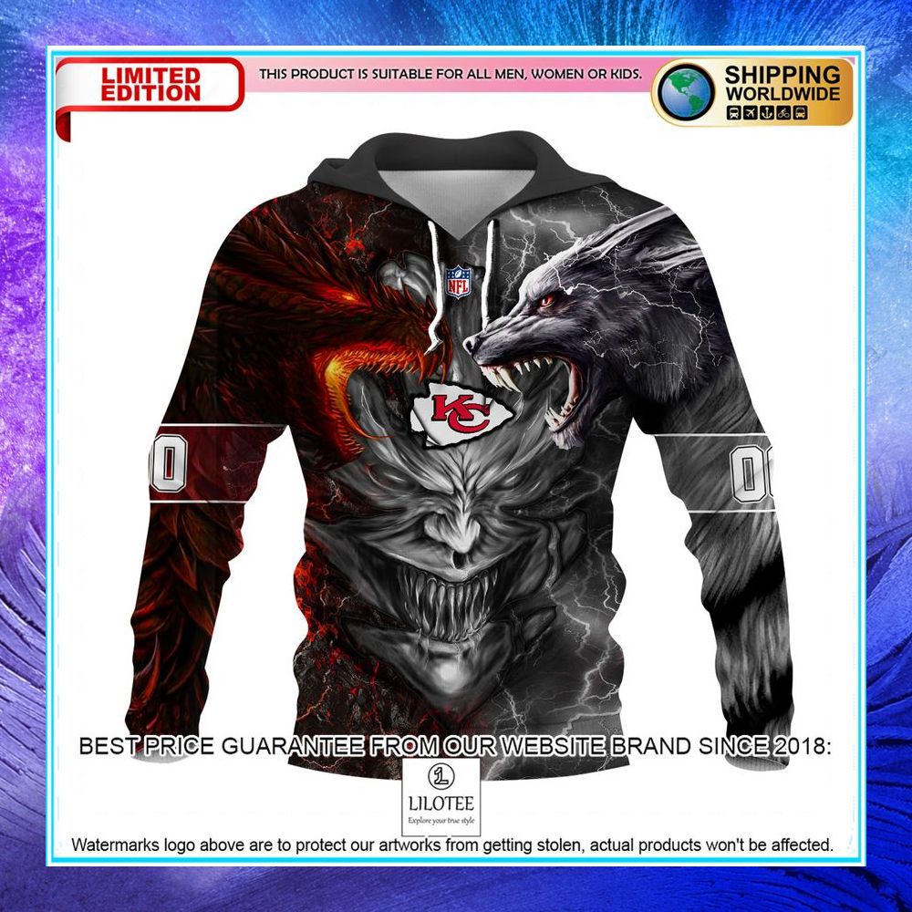 personalized kansas city chiefs dragon demon face hoodie pants 1 257