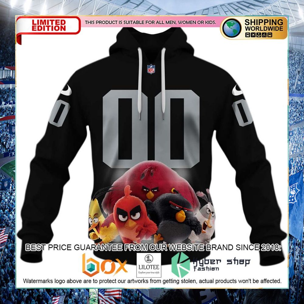 personalized las vegas raiders nfl x angry birds hoodie shirt 1 873