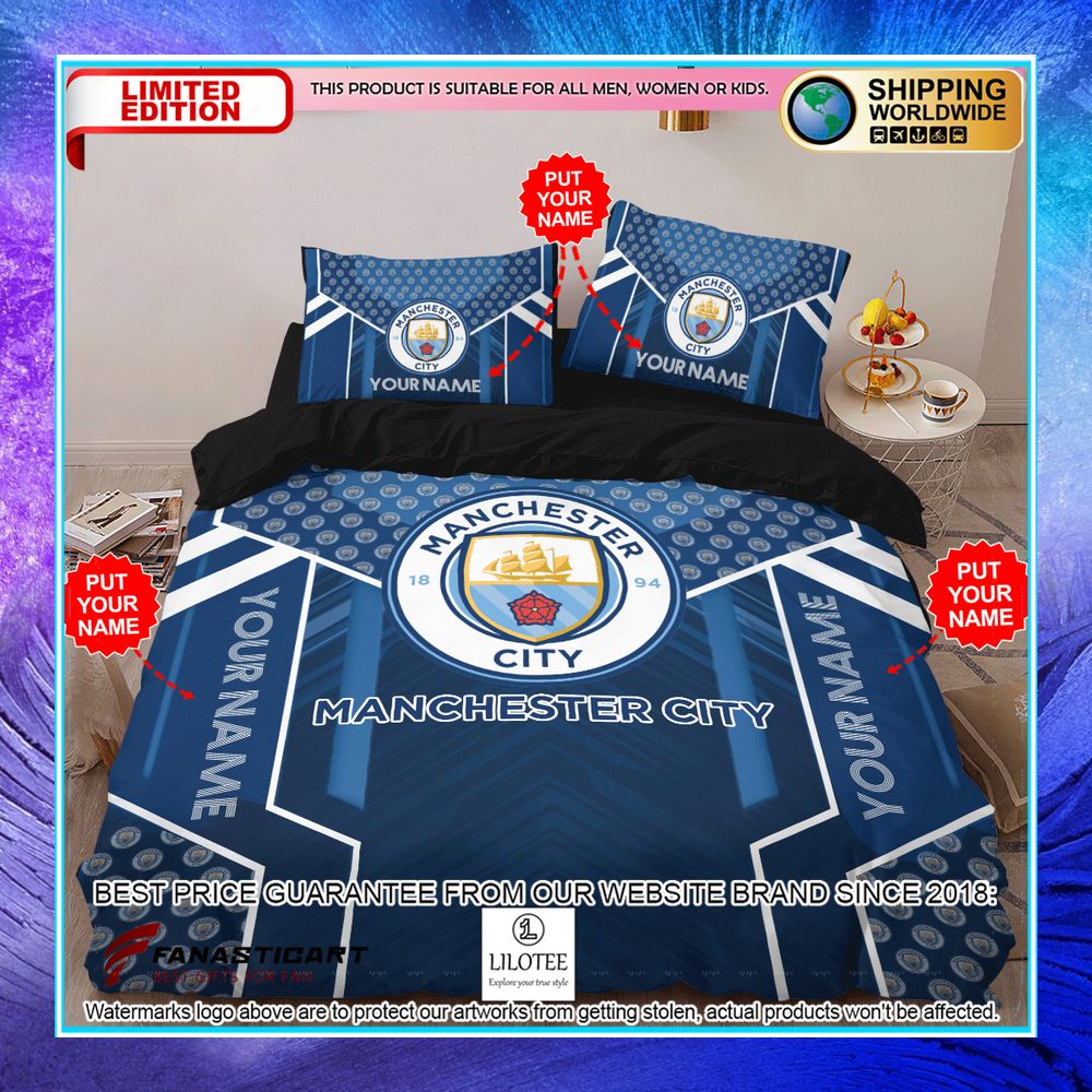personalized manchester city fc bedding set 2 475