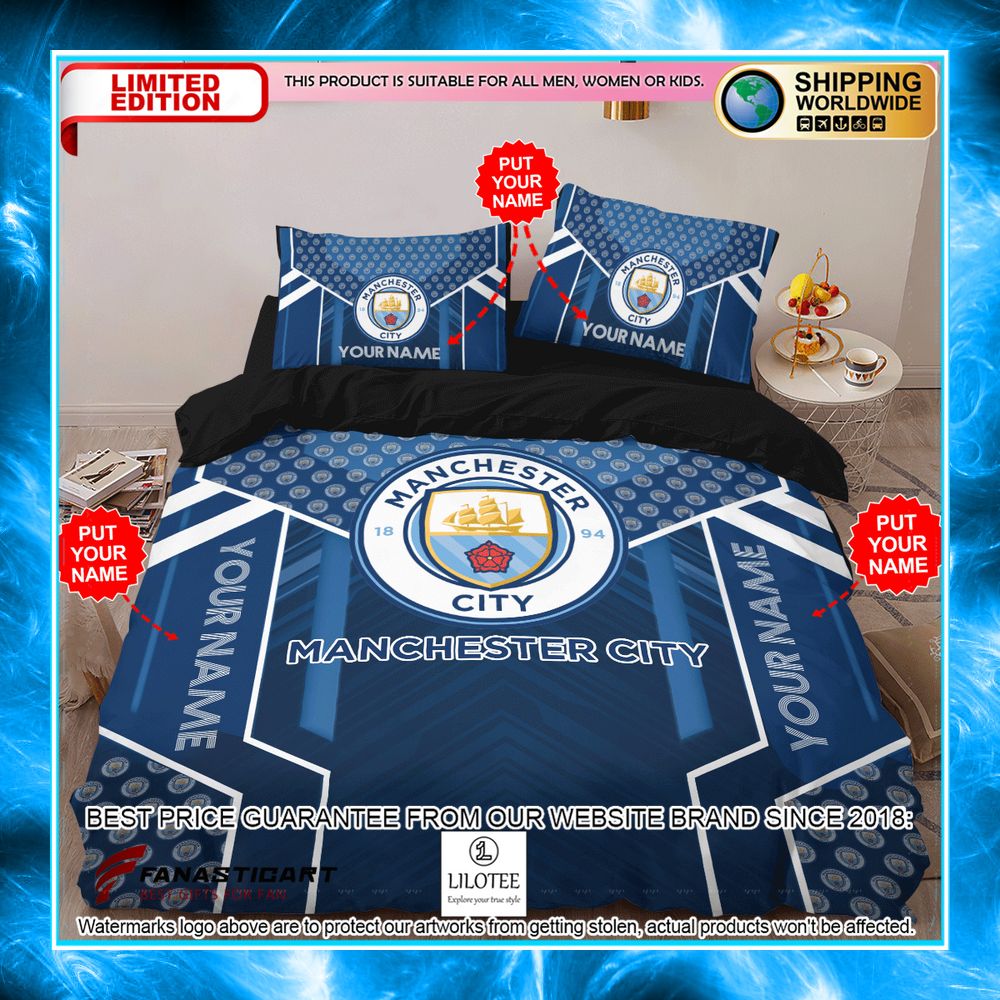 personalized manchester city fc bedding set 2 587