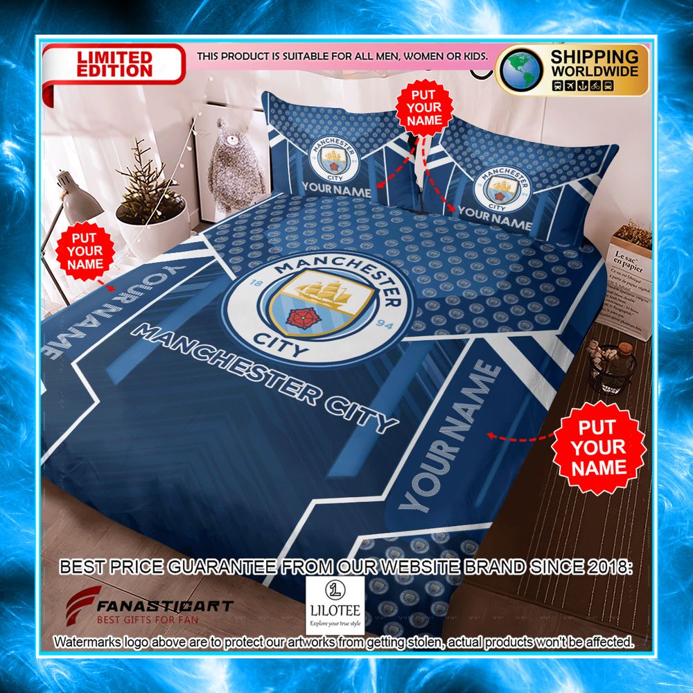 personalized manchester city fc bedding set 3 124