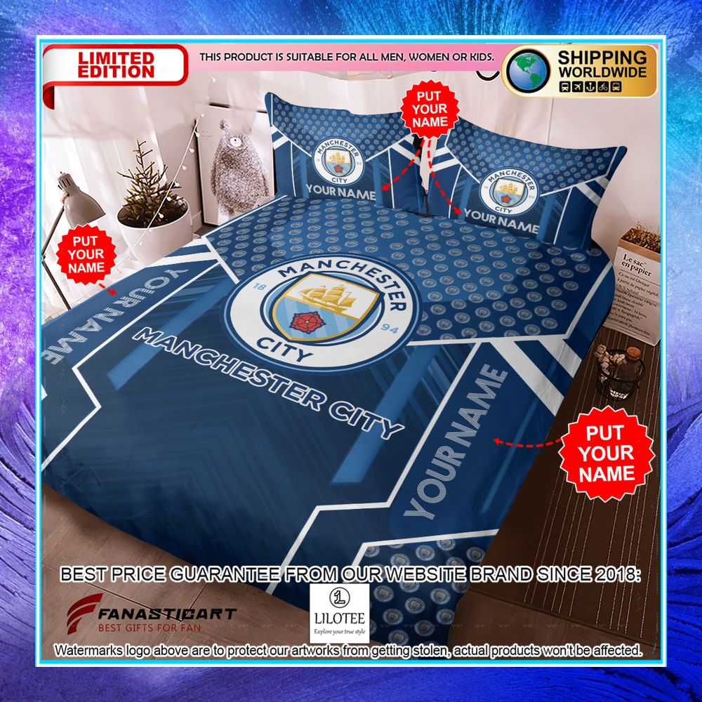 personalized manchester city fc bedding set 3 305