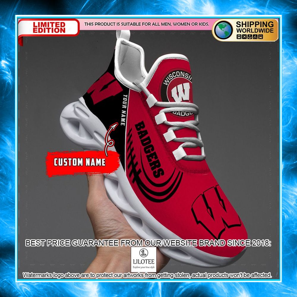 personalized ncaa teams wisconsin badgers max soul shoes 1 571