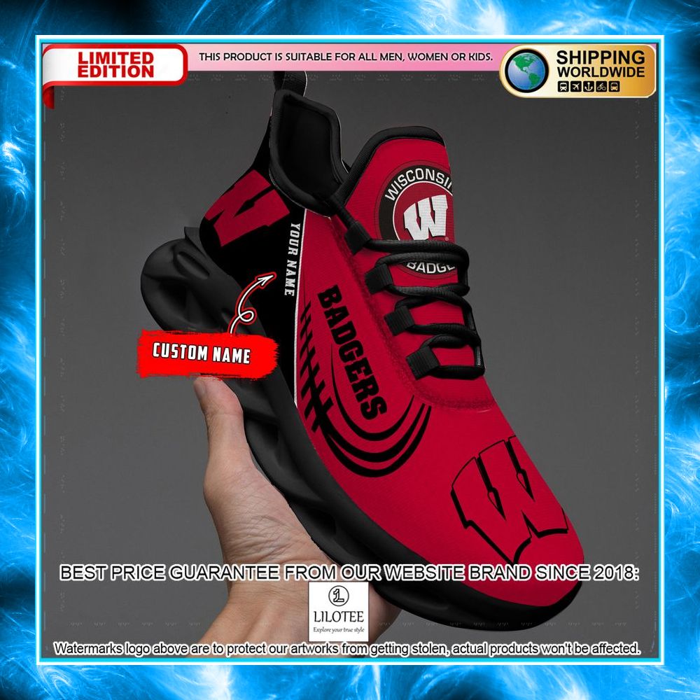personalized ncaa teams wisconsin badgers max soul shoes 2 255