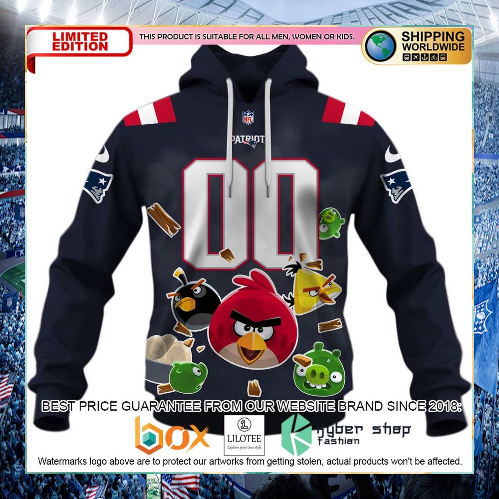 personalized new england patriots nfl x angry birds hoodie shirt 1 355