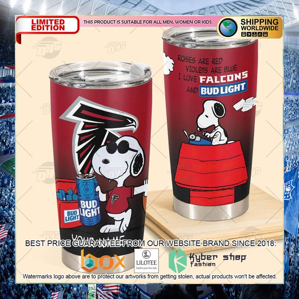 personalized nfl atlanta falcons snoopy bud light beer tumbler 2 244