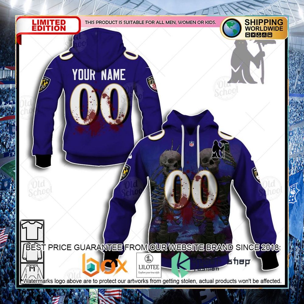 personalized nfl baltimore ravens halloween horror hoodie shirt 1 531