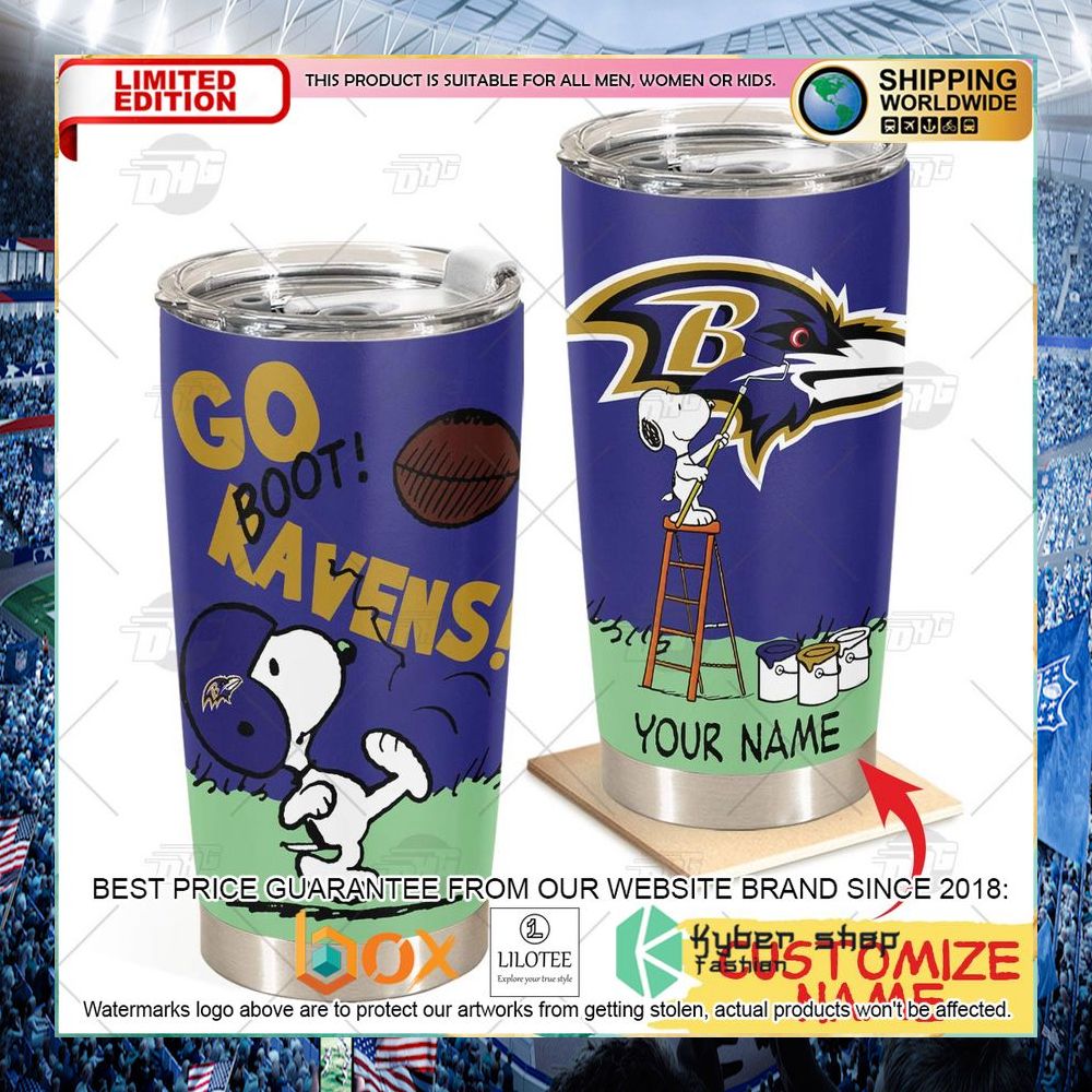 personalized nfl baltimore ravens snoopy tumbler 1 252