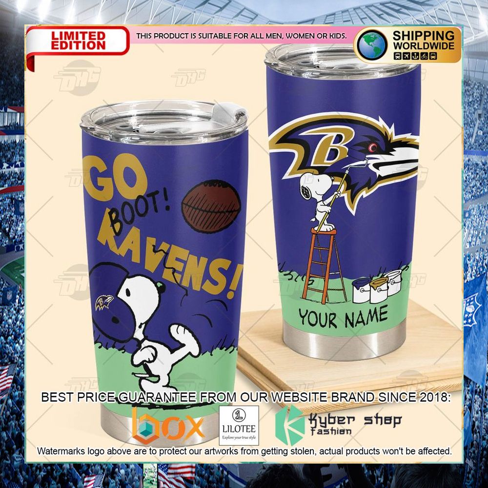 personalized nfl baltimore ravens snoopy tumbler 2 750