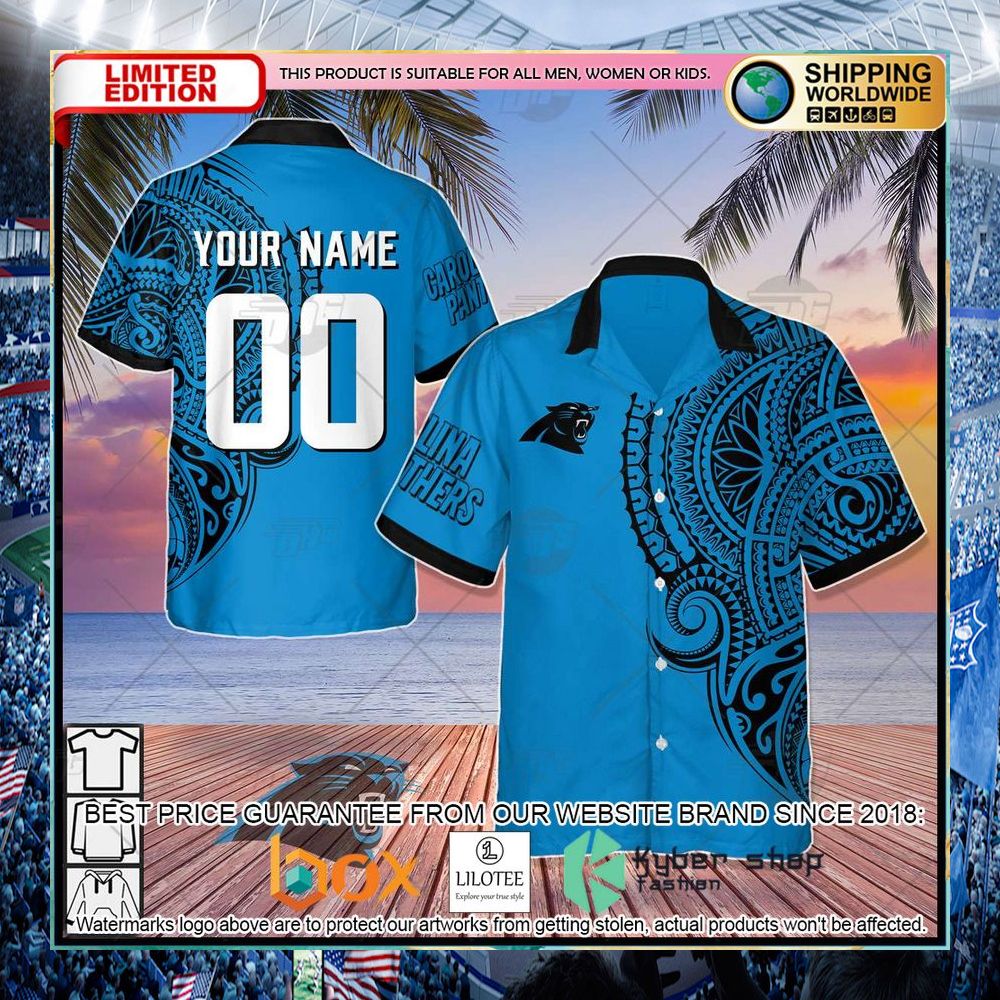 personalized nfl carolina panthers tattoo hawaiian shirt 1 281