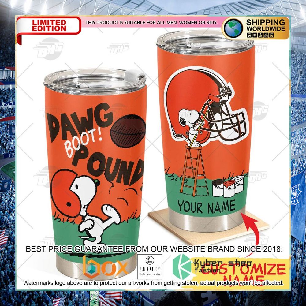 personalized nfl cleveland browns snoopy tumbler 1 837