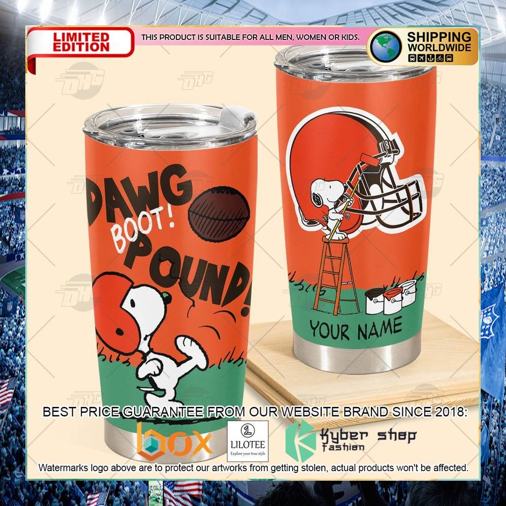 personalized nfl cleveland browns snoopy tumbler 2 772