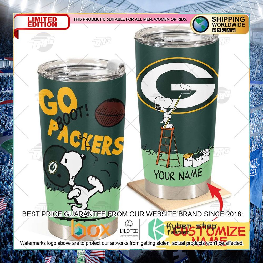 personalized nfl green bay packers snoopy tumbler 1 293