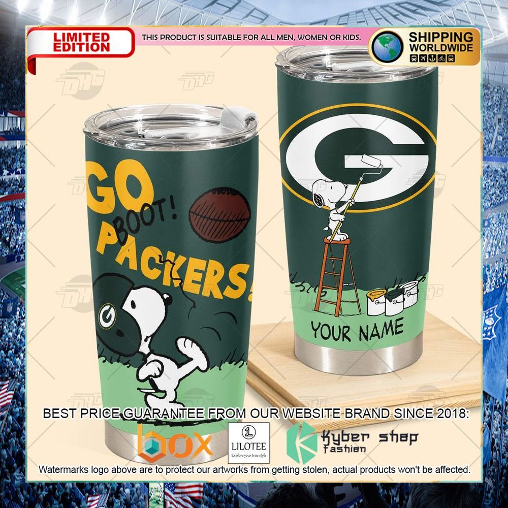 personalized nfl green bay packers snoopy tumbler 2 119