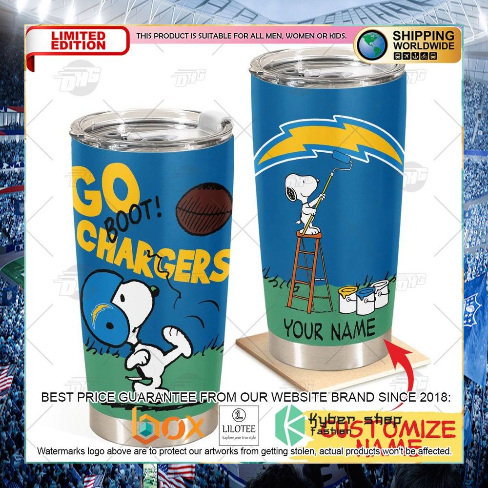 personalized nfl los angeles chargers snoopy tumbler 1 52