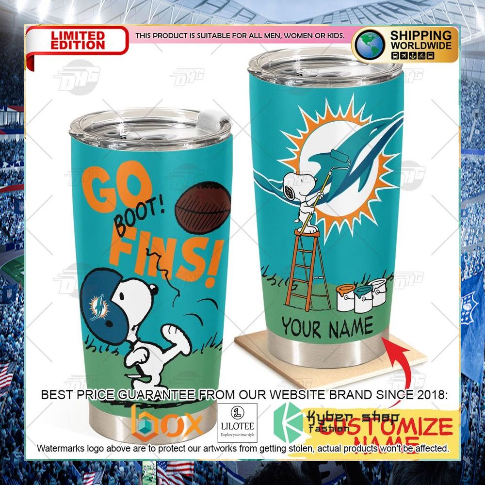 personalized nfl miami dolphins snoopy tumbler 1 191