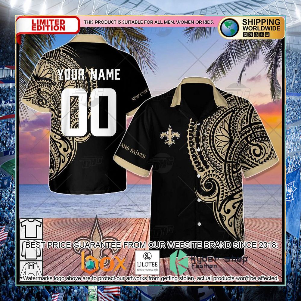 personalized nfl new orleans saints tattoo hawaiian shirt 1 67