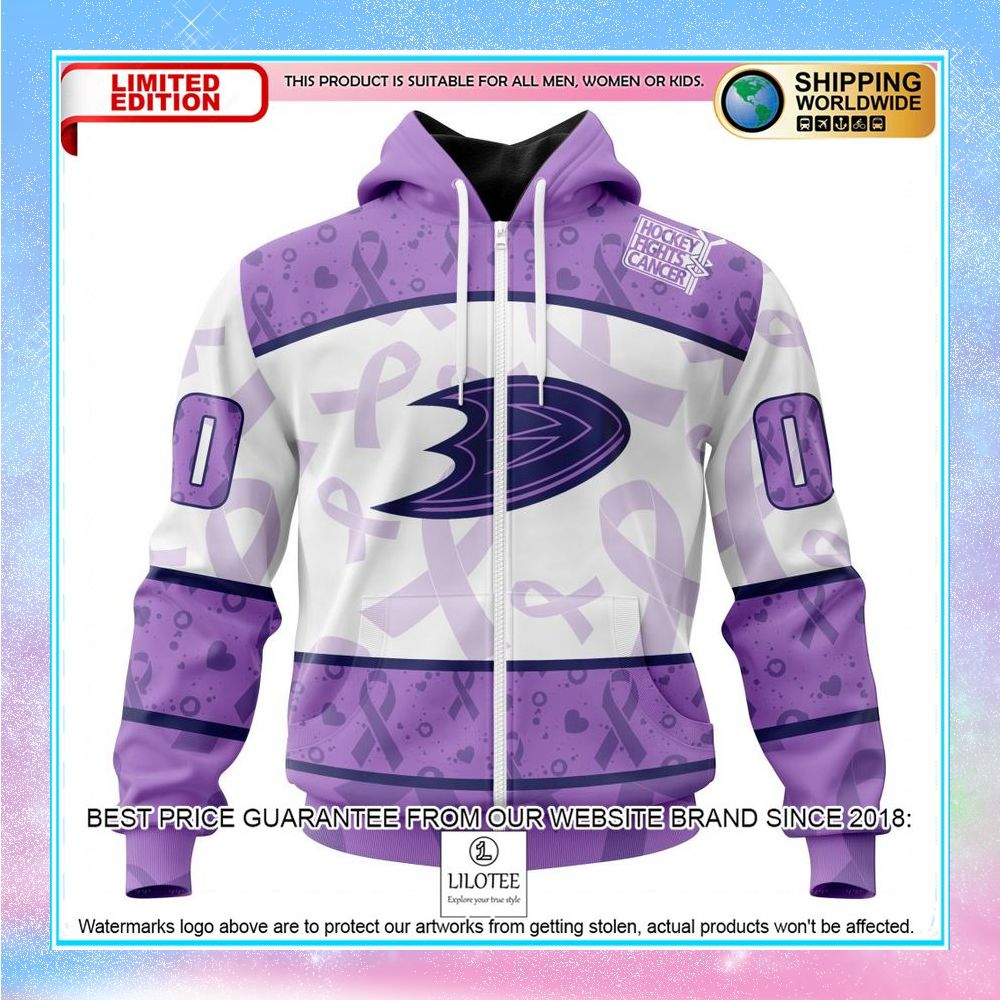 personalized nhl anaheim ducks lavender fight cancer shirt hoodie 2 403