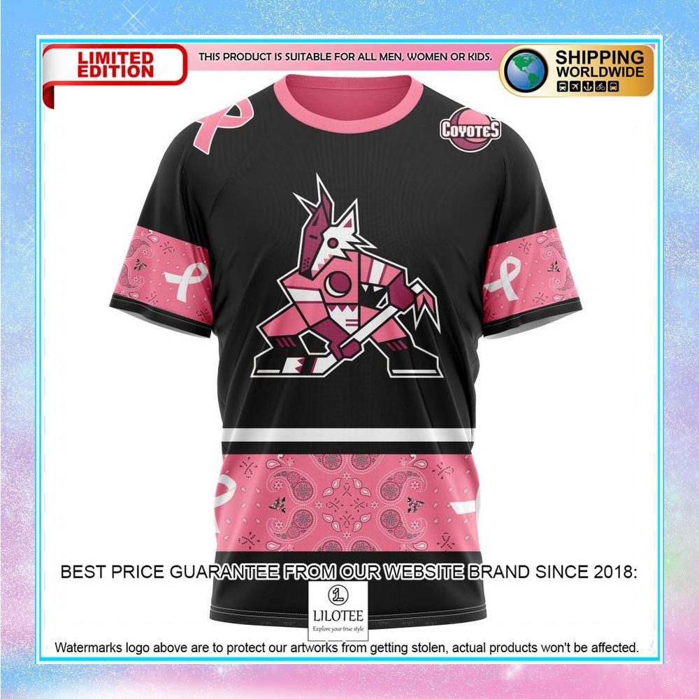 personalized nhl arizona coyotes design in classic style with paisley we wear pink breast cancer shirt hoodie 8 724