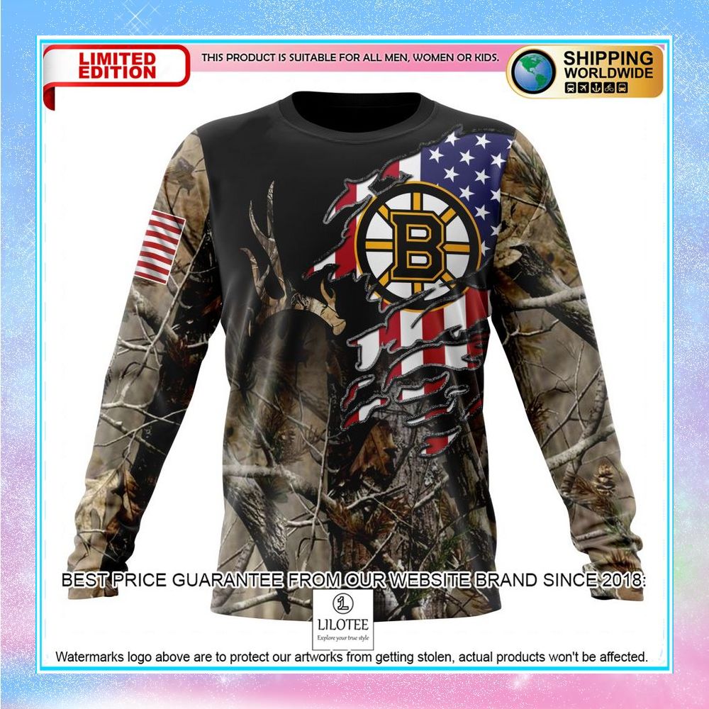 personalized nhl boston bruins camo realtree hunting shirt hoodie 6 748