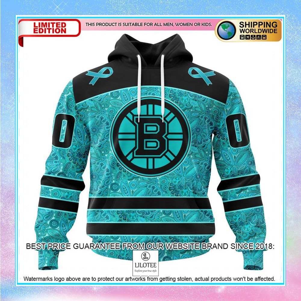 personalized nhl boston bruins design fight ovarian cancer shirt hoodie 1 401