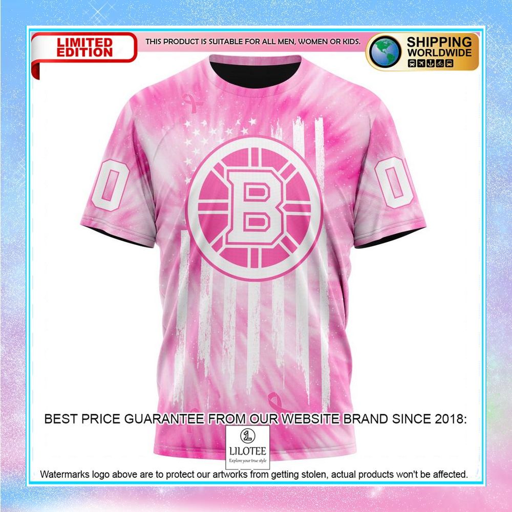 personalized nhl boston bruins pink tie dye shirt hoodie 8 234