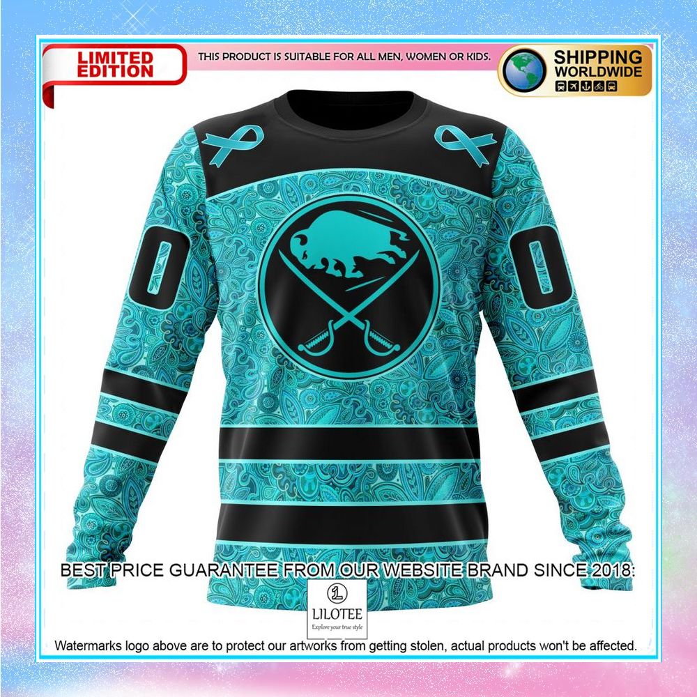 personalized nhl buffalo sabres design fight ovarian cancer shirt hoodie 6 454