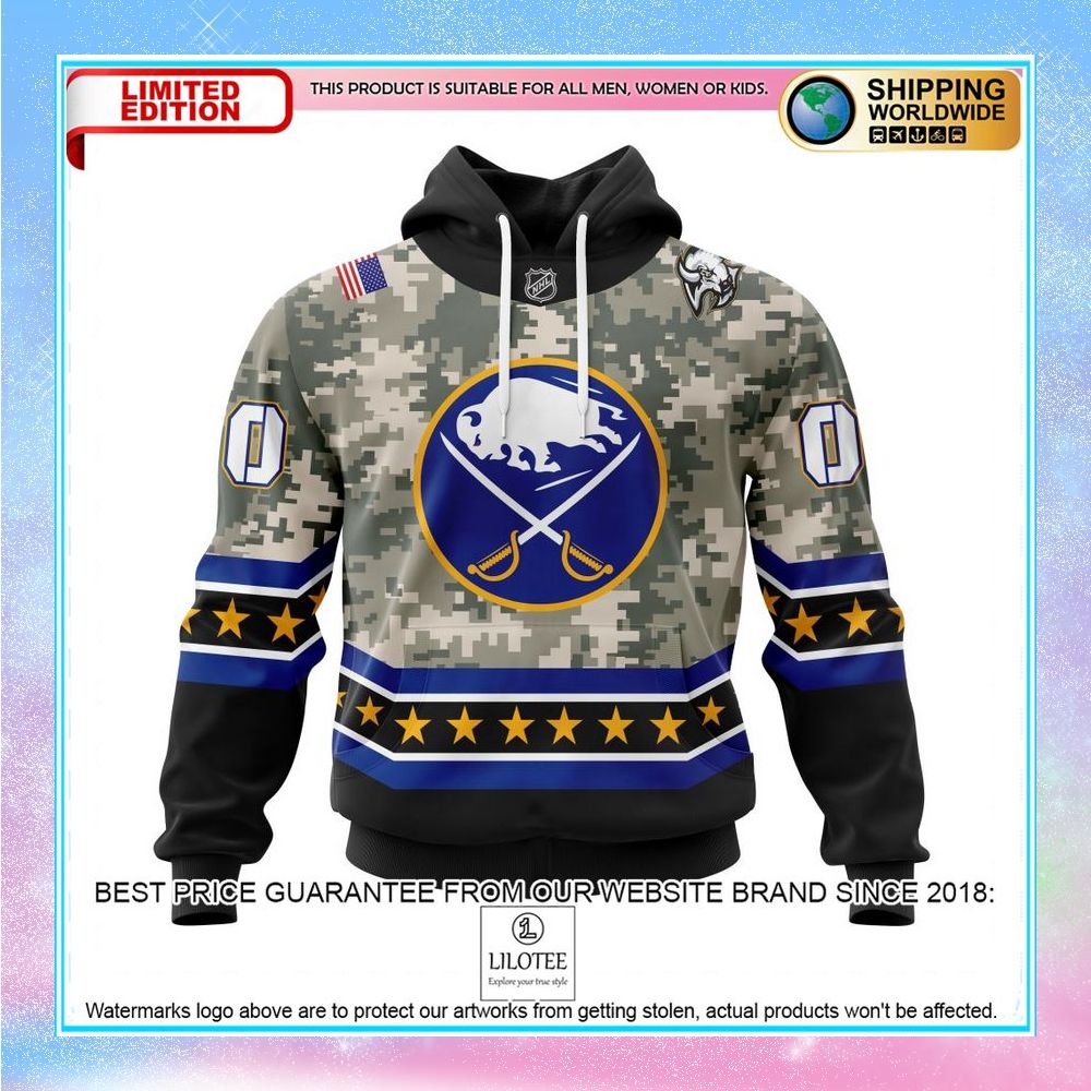 personalized nhl buffalo sabres honor military with camo shirt hoodie 1 828