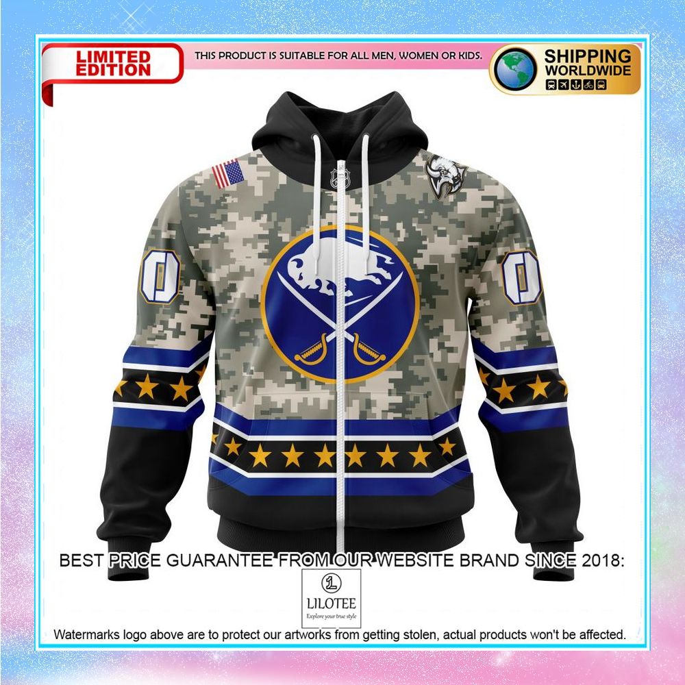 personalized nhl buffalo sabres honor military with camo shirt hoodie 2 288