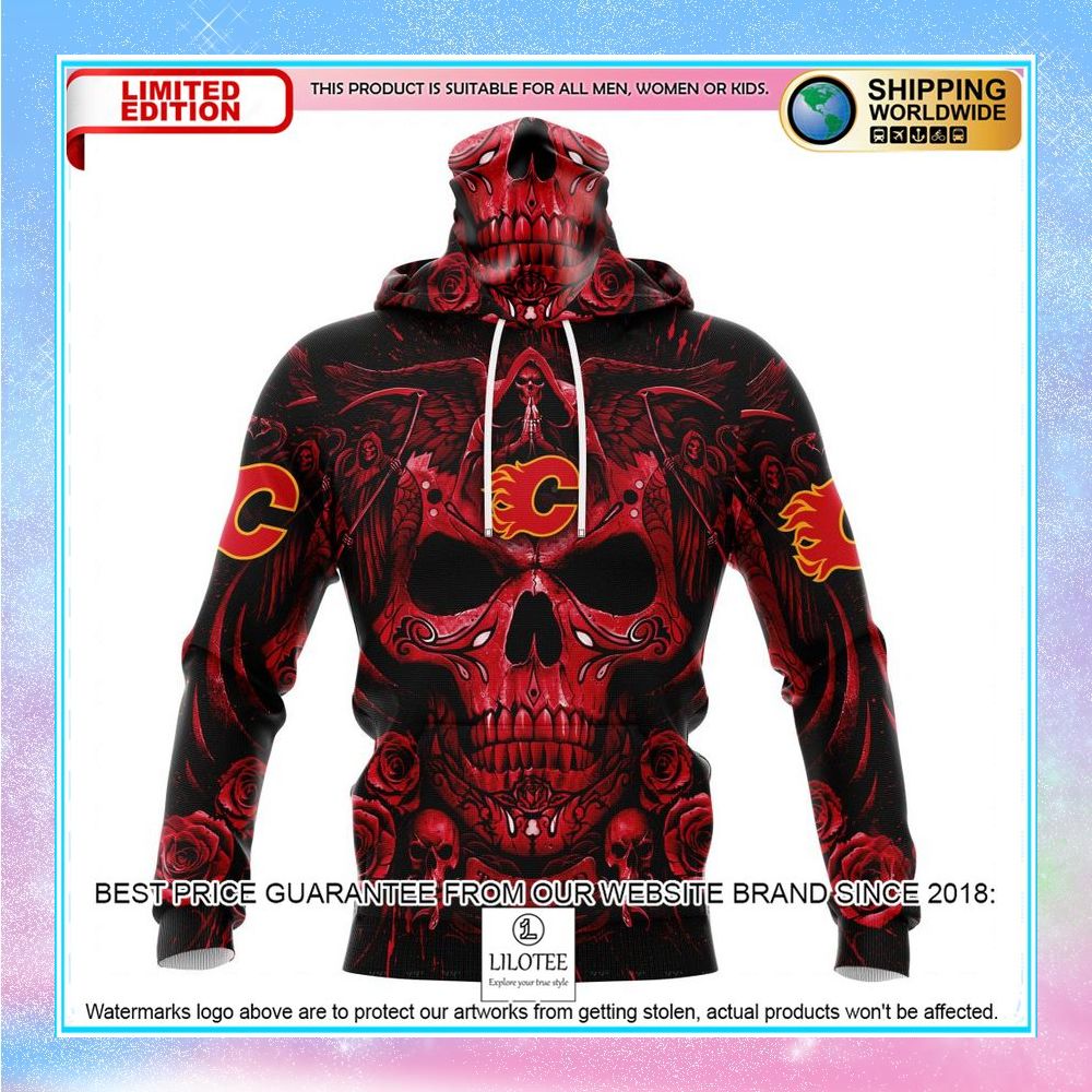 personalized nhl calgary flames skull art shirt hoodie 4 922
