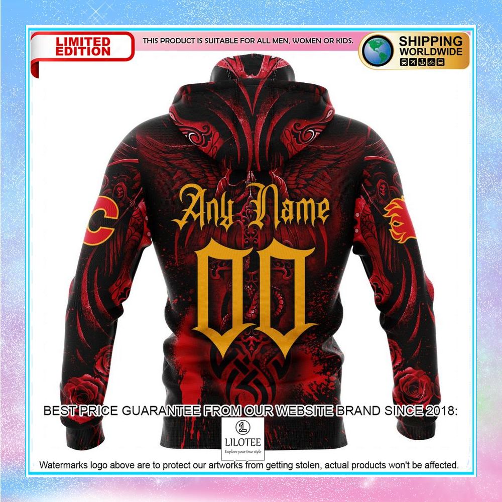 personalized nhl calgary flames skull art shirt hoodie 5 692