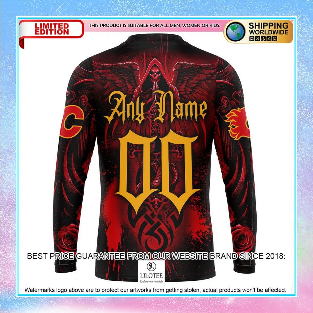 personalized nhl calgary flames skull art shirt hoodie 7 982