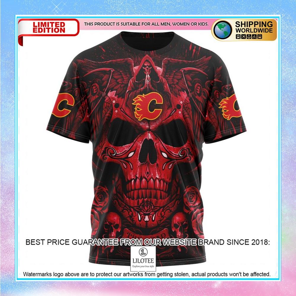 personalized nhl calgary flames skull art shirt hoodie 8 183