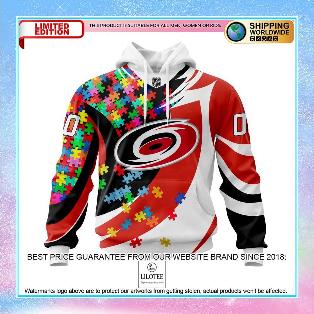 personalized nhl carolina hurricanes autism awareness shirt hoodie 1 878