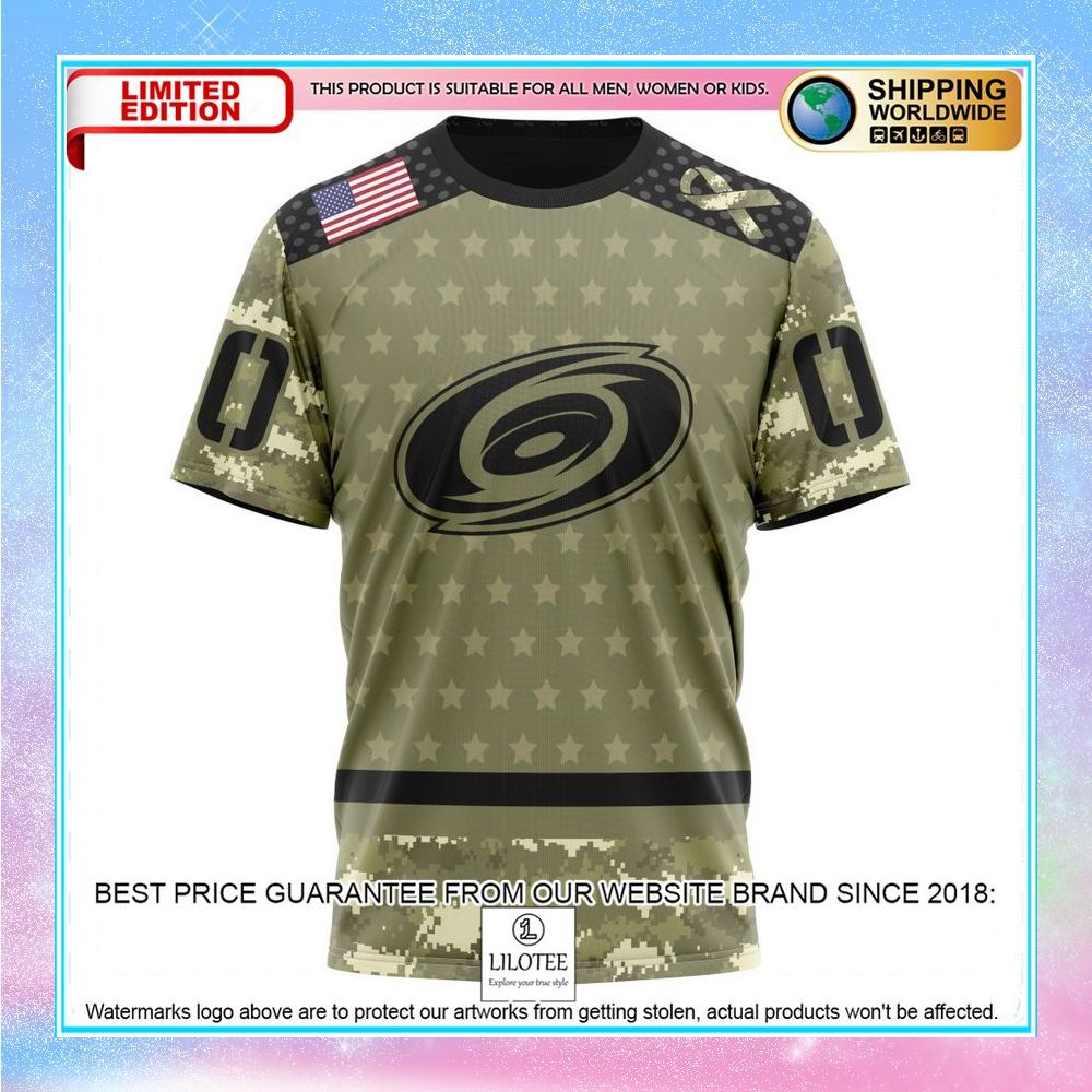 personalized nhl carolina hurricanes camo military appreciation shirt hoodie 8 297