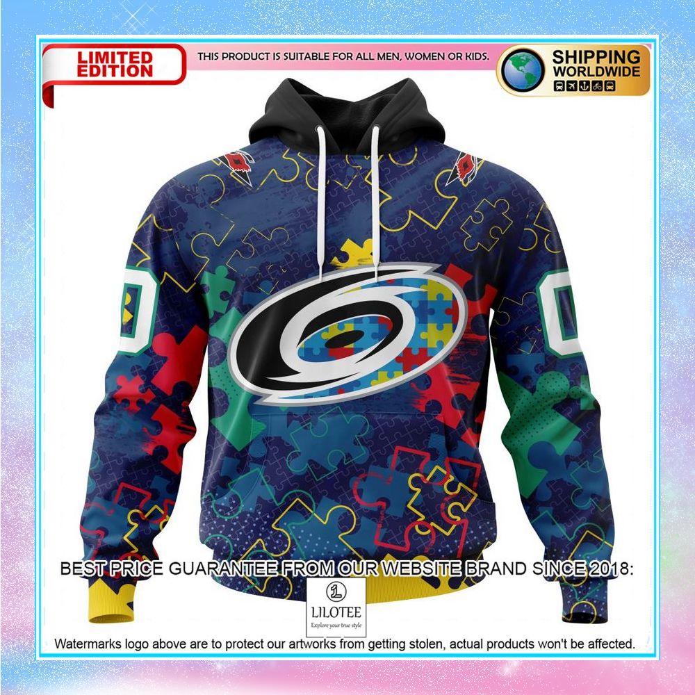 personalized nhl carolina hurricanes fearless aganst autism shirt hoodie 1 543