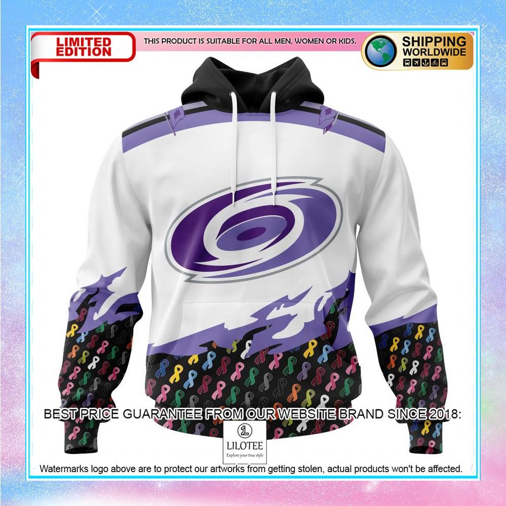 personalized nhl carolina hurricanes in october we stand together we can beat cancer shirt hoodie 1 169
