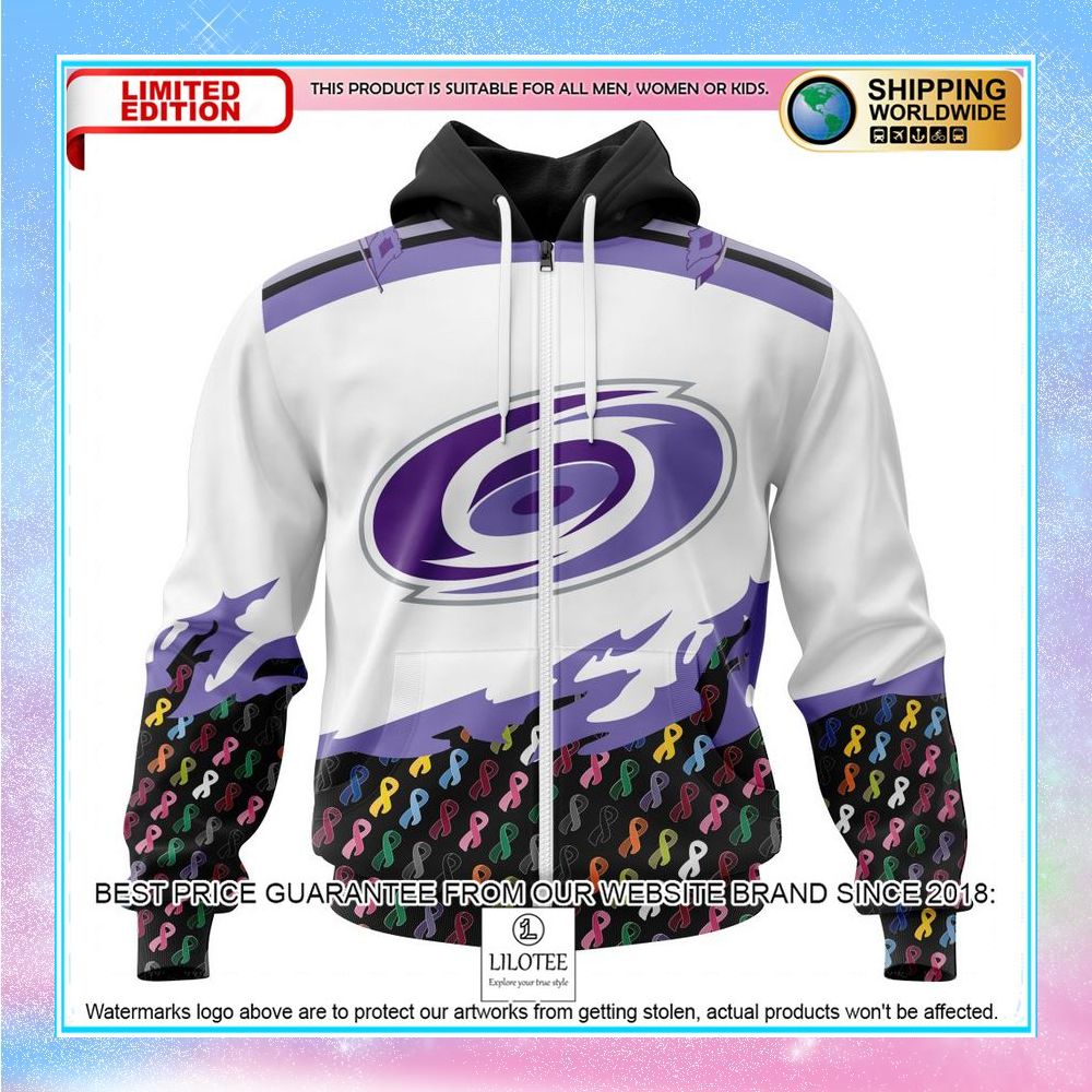 personalized nhl carolina hurricanes in october we stand together we can beat cancer shirt hoodie 2 335