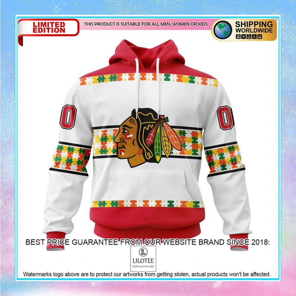 personalized nhl chicago blackhawks autism awareness shirt hoodie 1 672