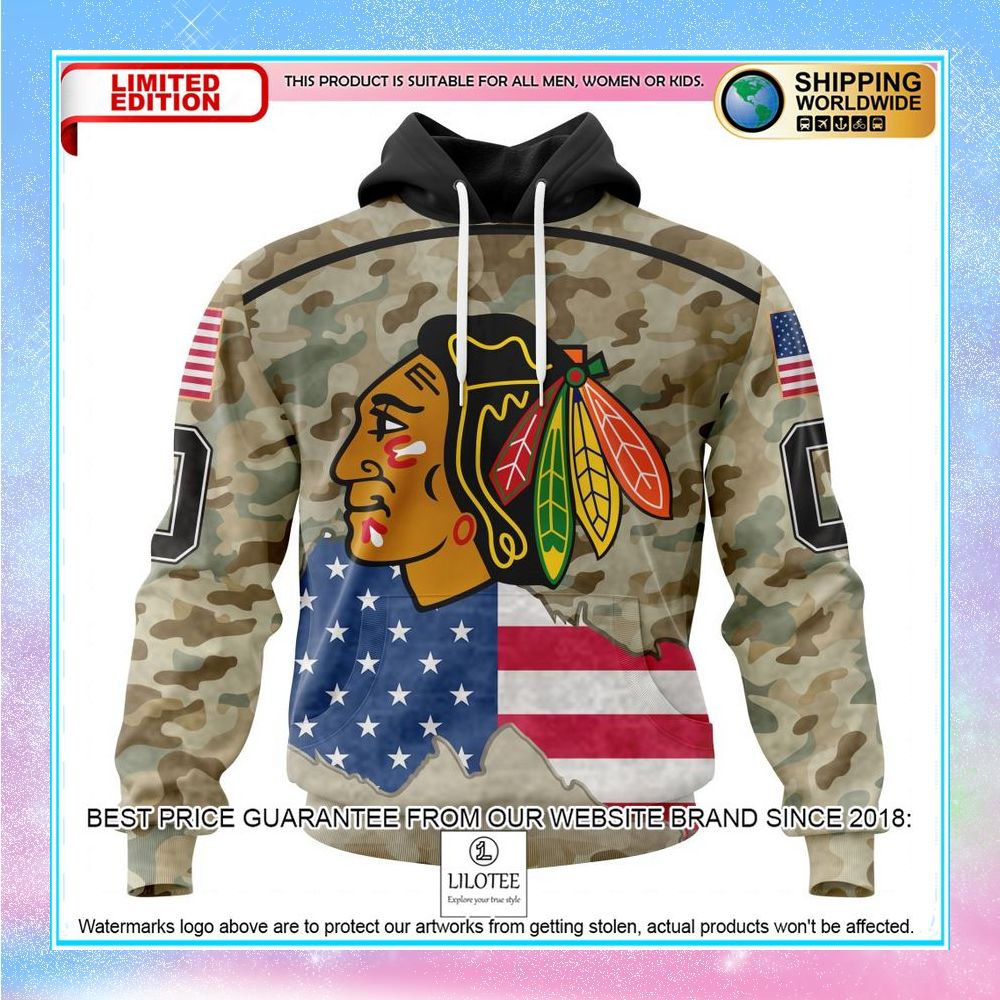 personalized nhl chicago blackhawks for united state with camo shirt hoodie 1 808