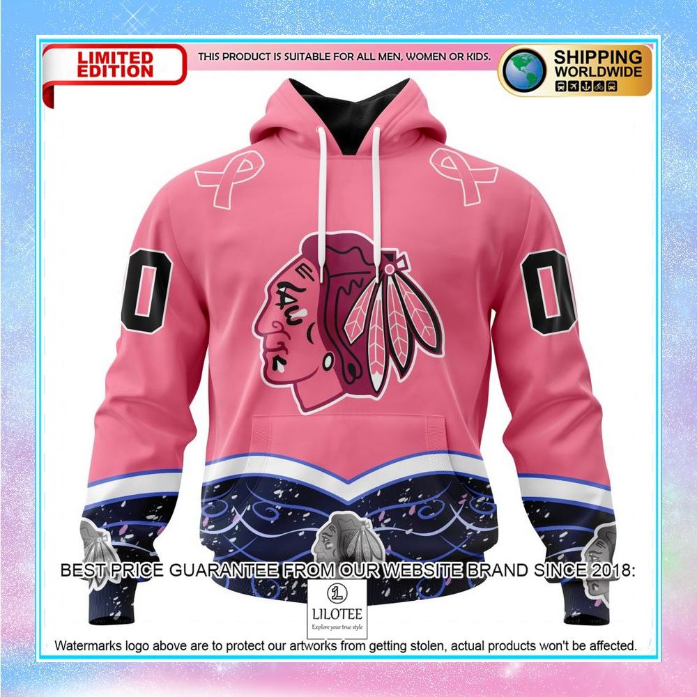personalized nhl chicago blackhawks hockey fights cancer shirt hoodie 1 630