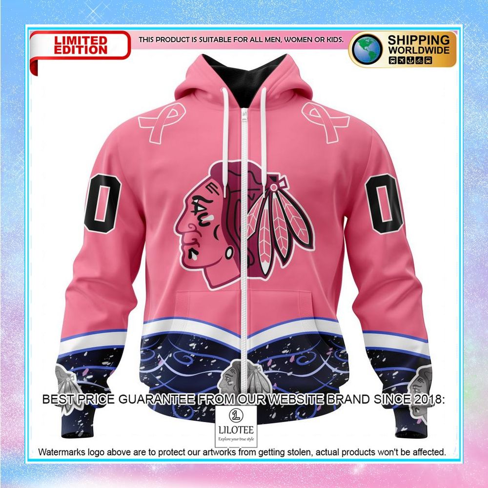 personalized nhl chicago blackhawks hockey fights cancer shirt hoodie 2 505