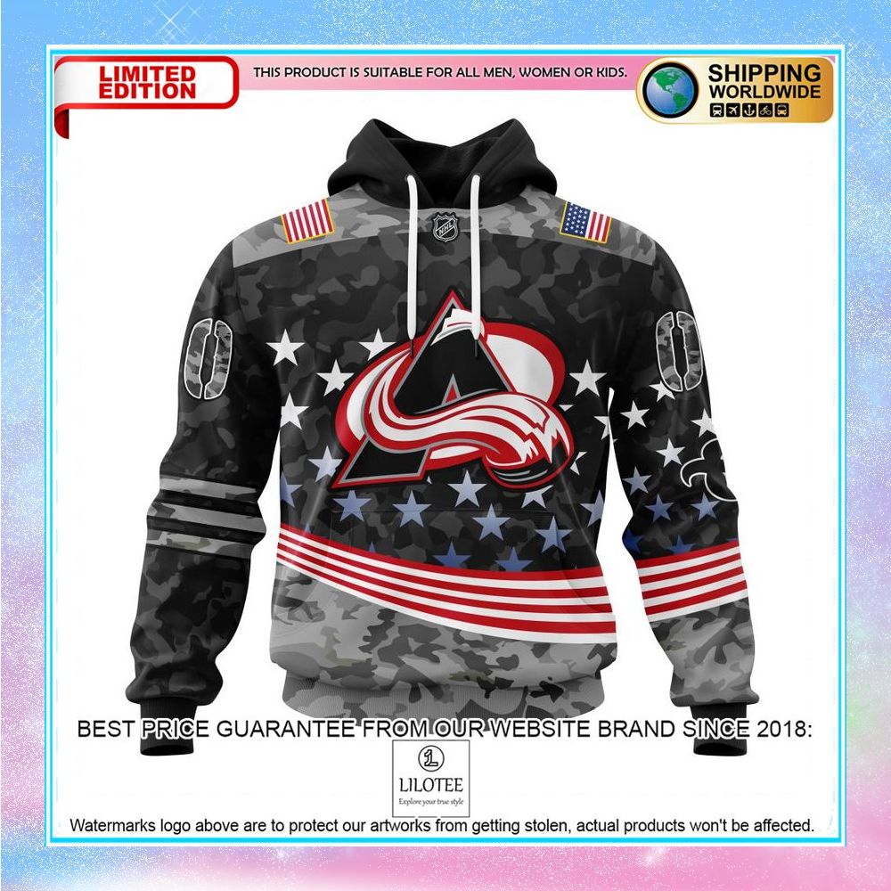 personalized nhl colorado avalanche color and our beloved american flag shirt hoodie 1 288