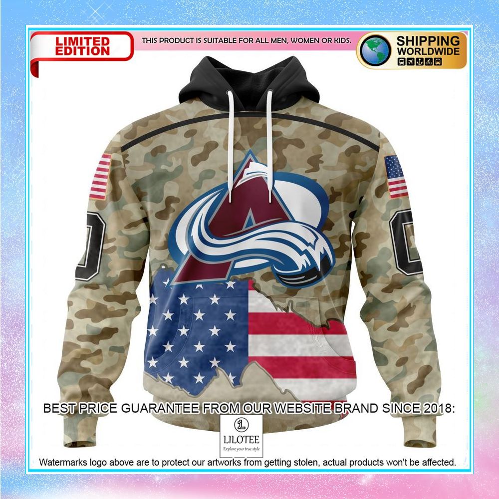 personalized nhl colorado avalanche for united state with camo shirt hoodie 1 742