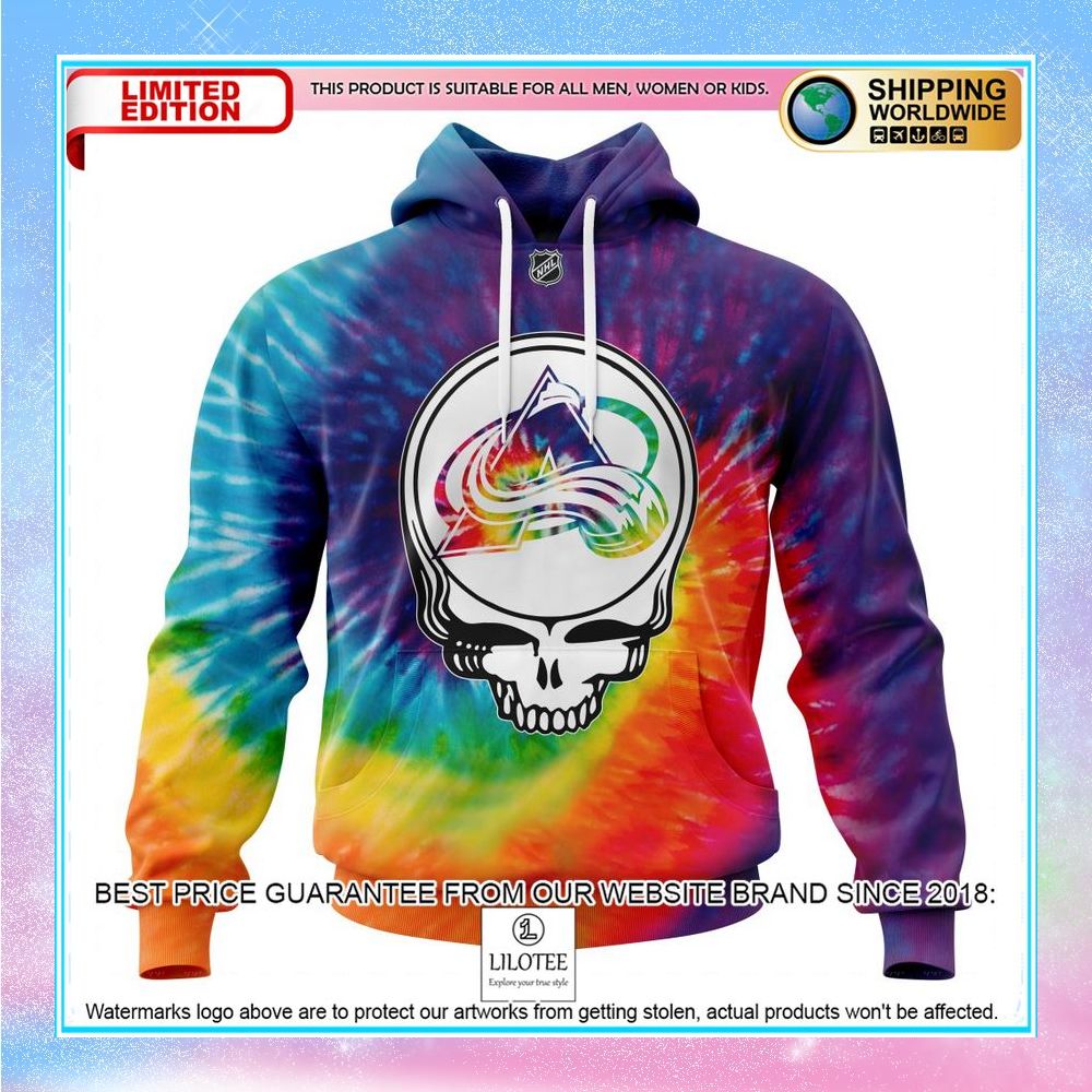 personalized nhl colorado avalanche grateful dead tie dye shirt hoodie 1 452