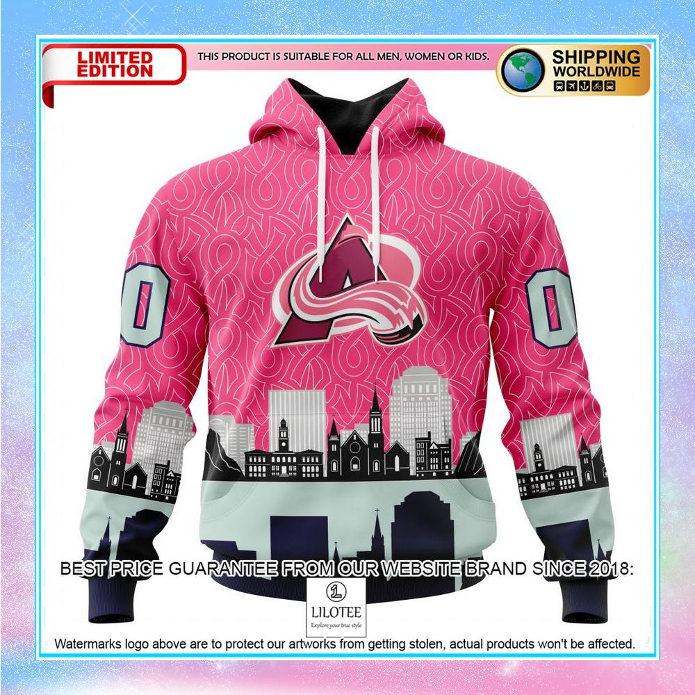 personalized nhl colorado avalanche hockey fights against cancer shirt hoodie 1 909