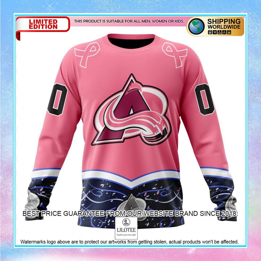 personalized nhl colorado avalanche hockey fights cancer shirt hoodie 6 885
