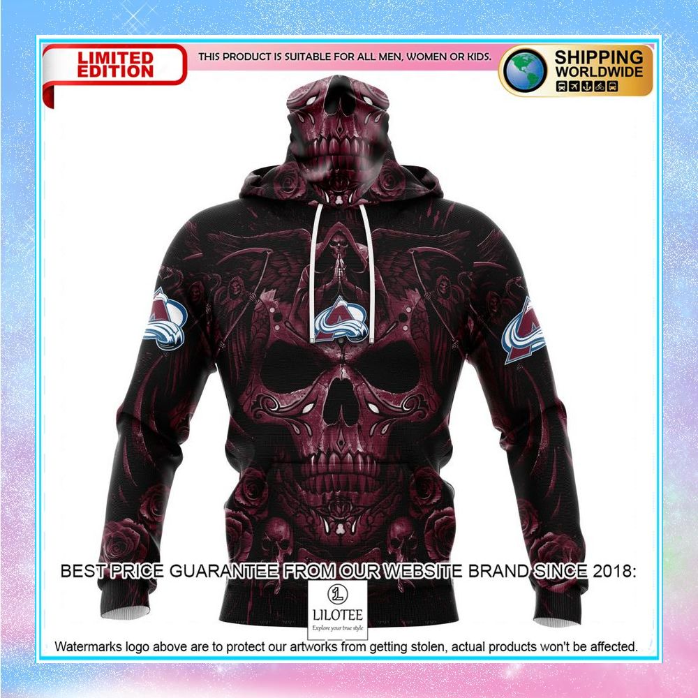 personalized nhl colorado avalanche skull art shirt hoodie 4 845