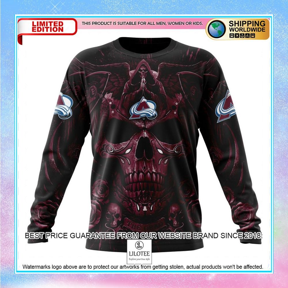 personalized nhl colorado avalanche skull art shirt hoodie 6 594