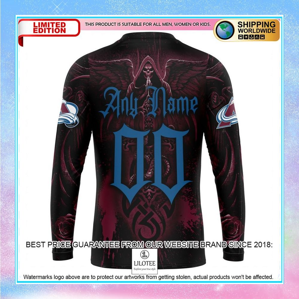 personalized nhl colorado avalanche skull art shirt hoodie 7 749